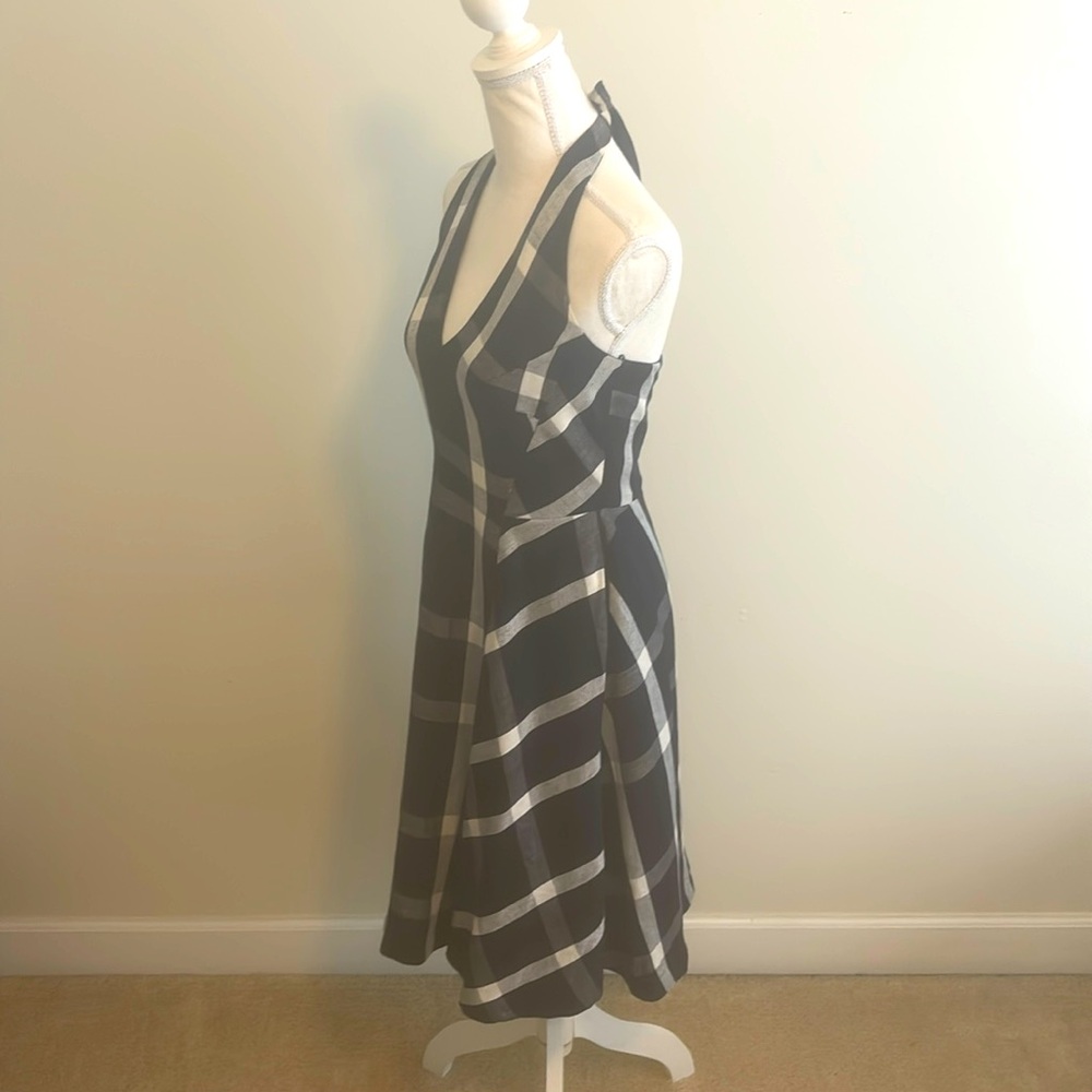 Eva Franco Navy Plaid Halter Dress